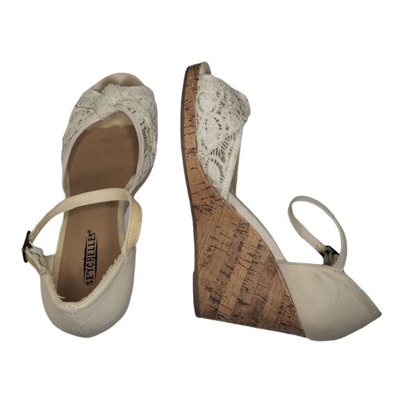 Seychelles Wedges Lollipop Women Sz 10M Sandal White‎ Lace Platform Cottagecore - Picture 5 of 7